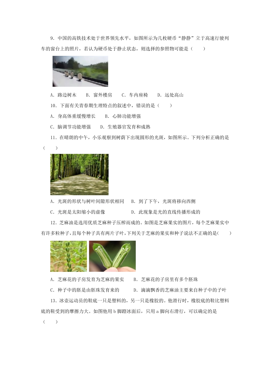 七年级下册科学期末专项试卷及答案浙教版十七.pdf_第3页