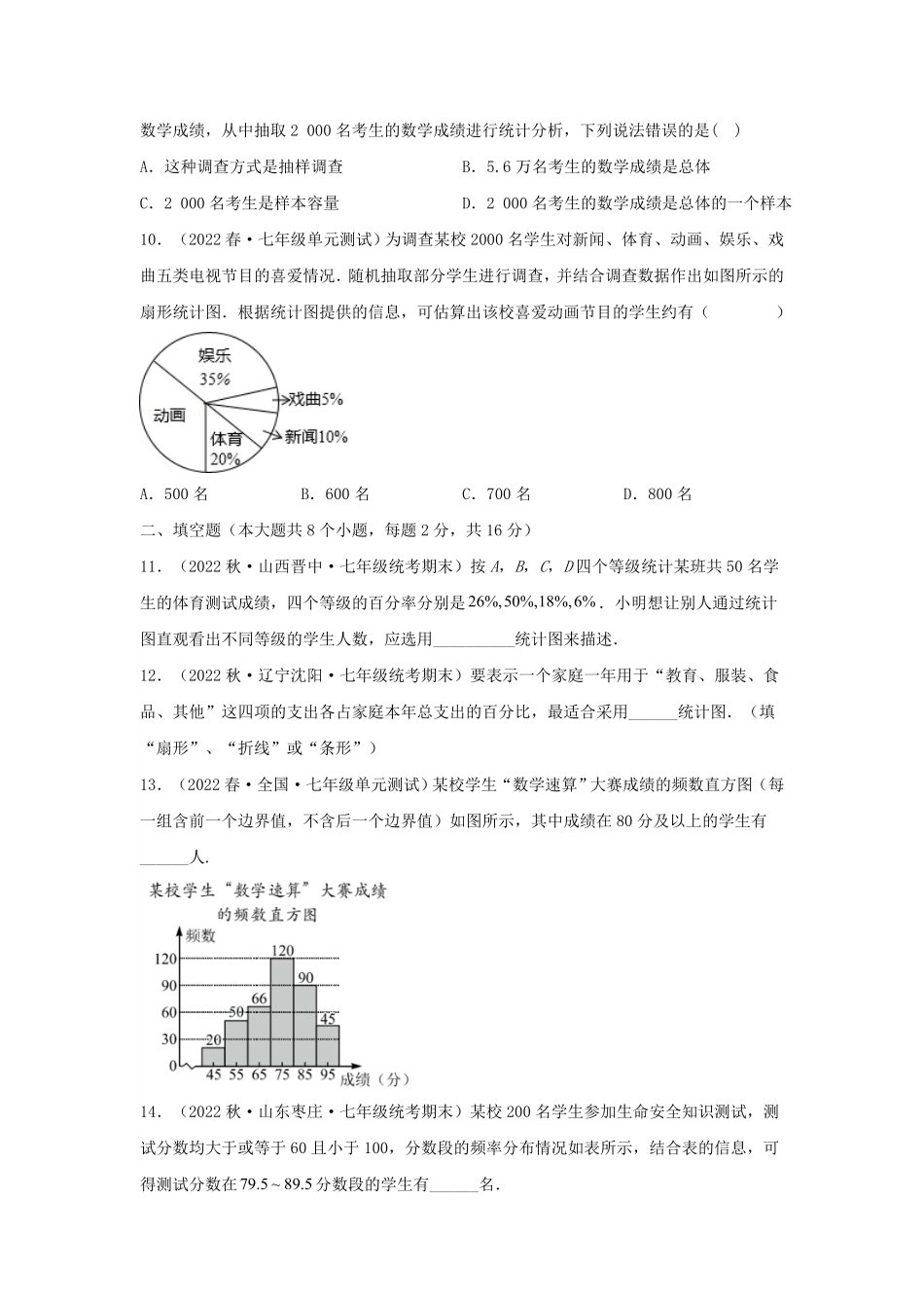 七年级下册数学第十章试卷及答案B卷(人教版).pdf_第2页