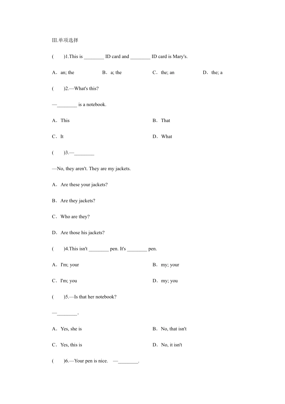 人教版初一七年级上册英语【课时练习 含答案】Unit 3 Section B 01.pdf_第2页