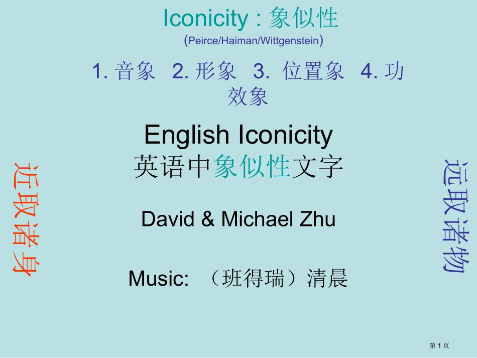 英语单词象似性ENGLISHICONICITY及其对单词记忆和教学的重大启示名师优质课赛课一等奖市公.pptx_第1页