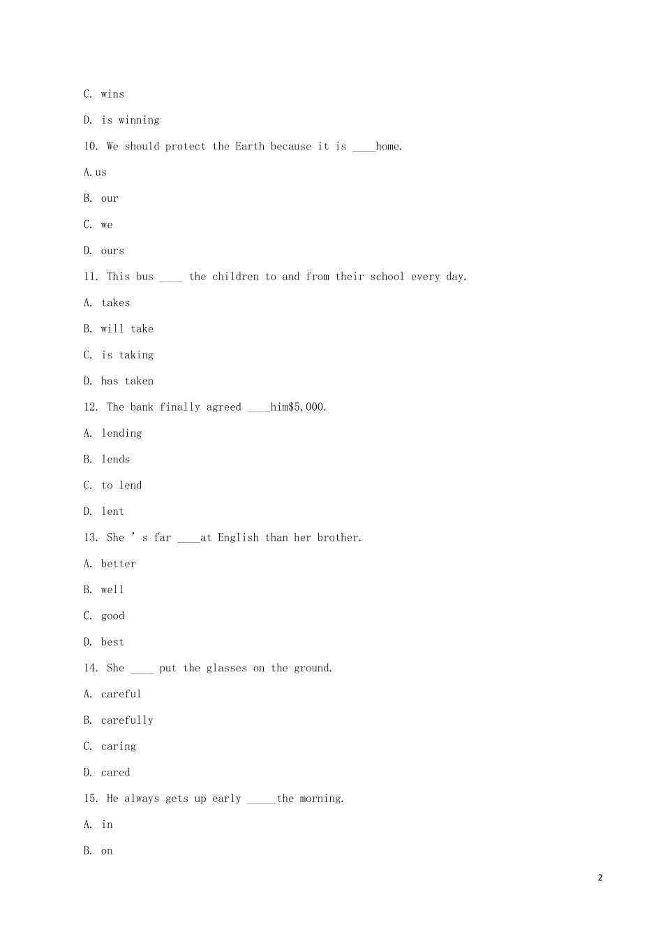 2022年天津成人高考高起点英语真题及答案.pdf_第2页
