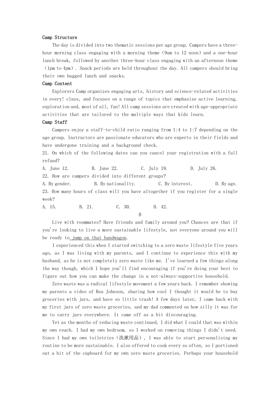 2023年1月浙江高考学考英语试题及答案.pdf_第3页