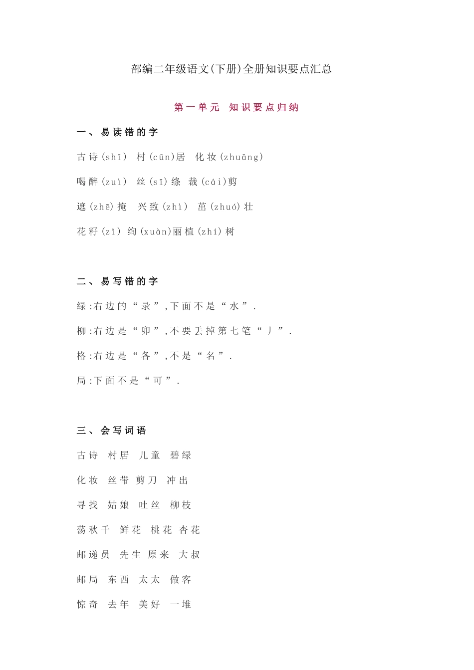 部编二年级语文下册全册知识要点汇总.pdf_第1页