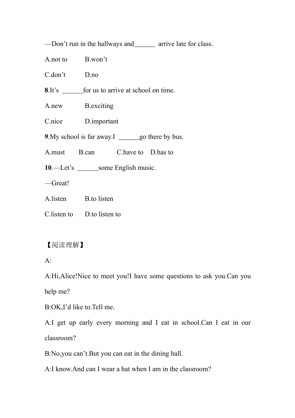 人教版初一七年级下册英语【课后作业 含答案】Unit 4 Section A.pdf_第2页