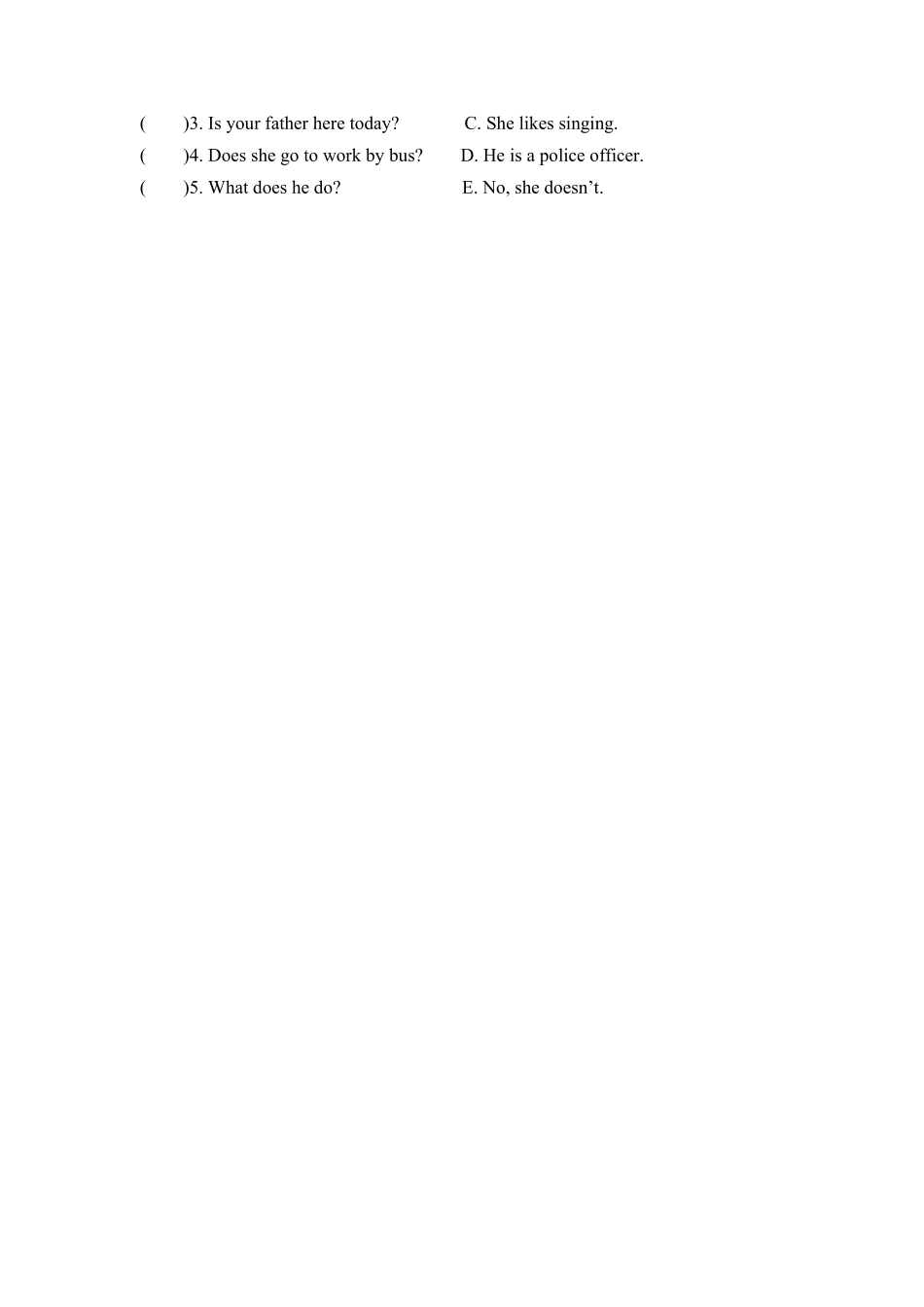 人教PEP版英语六年级上册一课一练-Unit5Whatdoeshedo课时1含答案.pdf_第3页