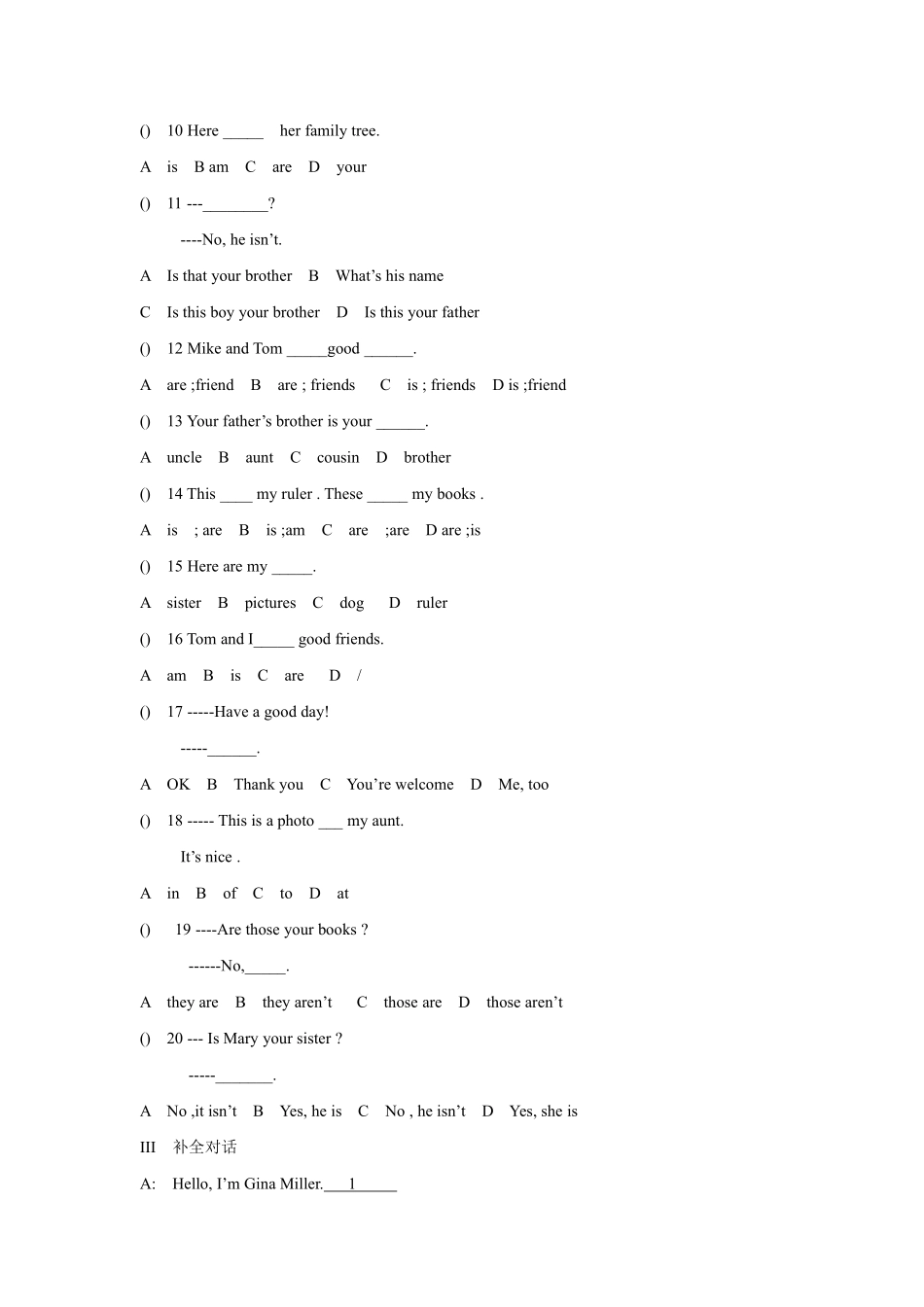 人教版初一七年级英语上册课时练习 含答案 Unit 2 This is my sister  Section B.pdf_第2页