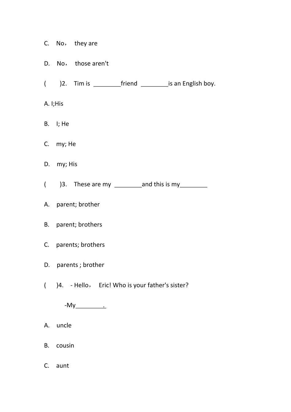 【单元测试】七年级初一上册英语人教版Unit-2-02-练习试题-测试卷(含答案).pdf_第3页