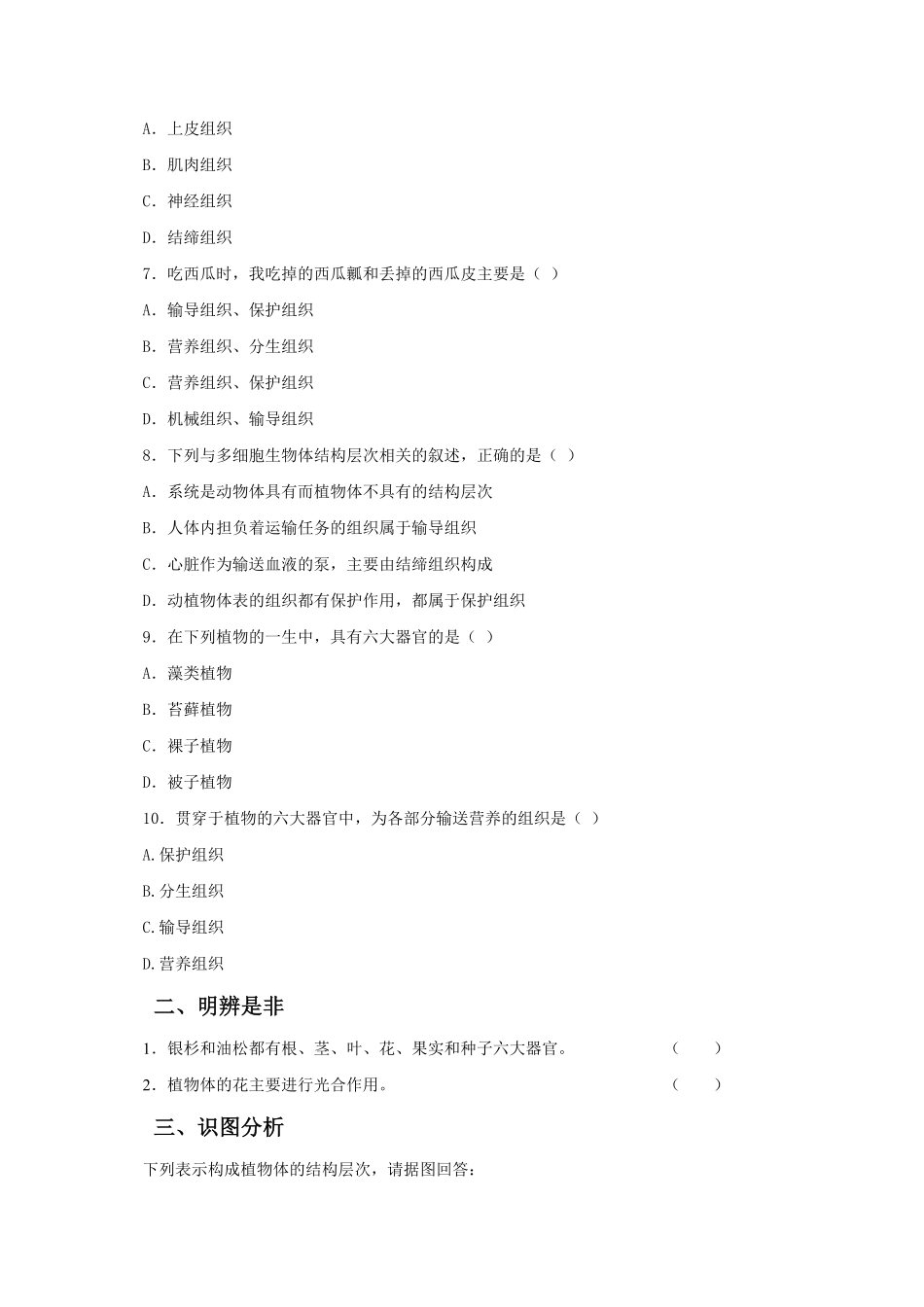 植物体的结构层次课时练试卷4含答案.pdf_第2页