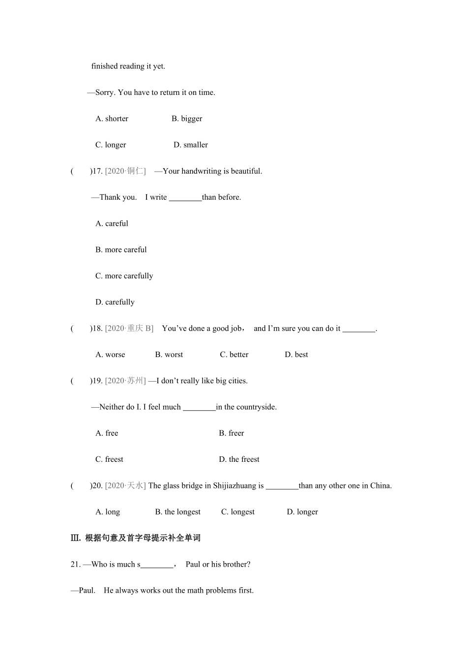 八年级初二上册英语人教版Unit-3-Section-A-02-练习试题-测试卷(含答案).pdf_第3页