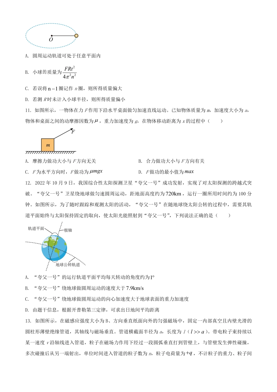 2023年北京普通高中学业水平等级性考试物理真题及答案.pdf_第3页