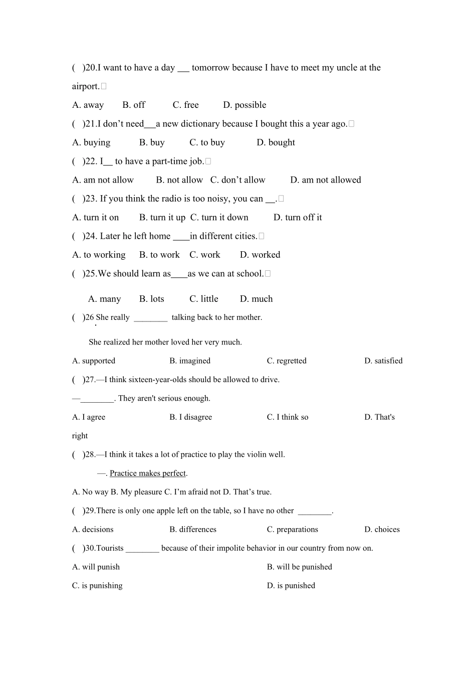 2020人教新目标九年级英语第七单元语法练习有答案.pdf_第3页