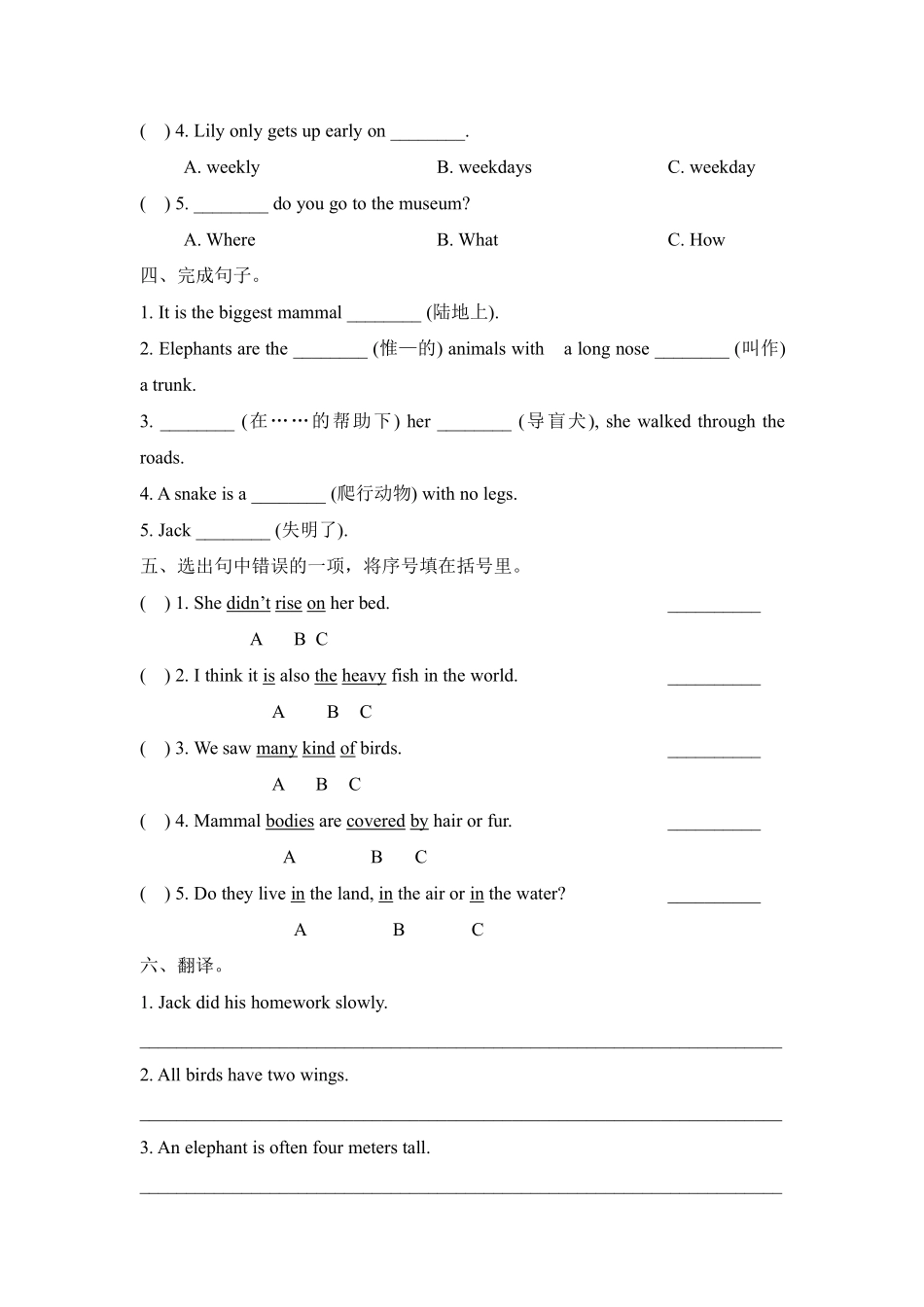 【单元测试】六年级上册英语人教版新起点Unit 3 02含答案.pdf_第2页