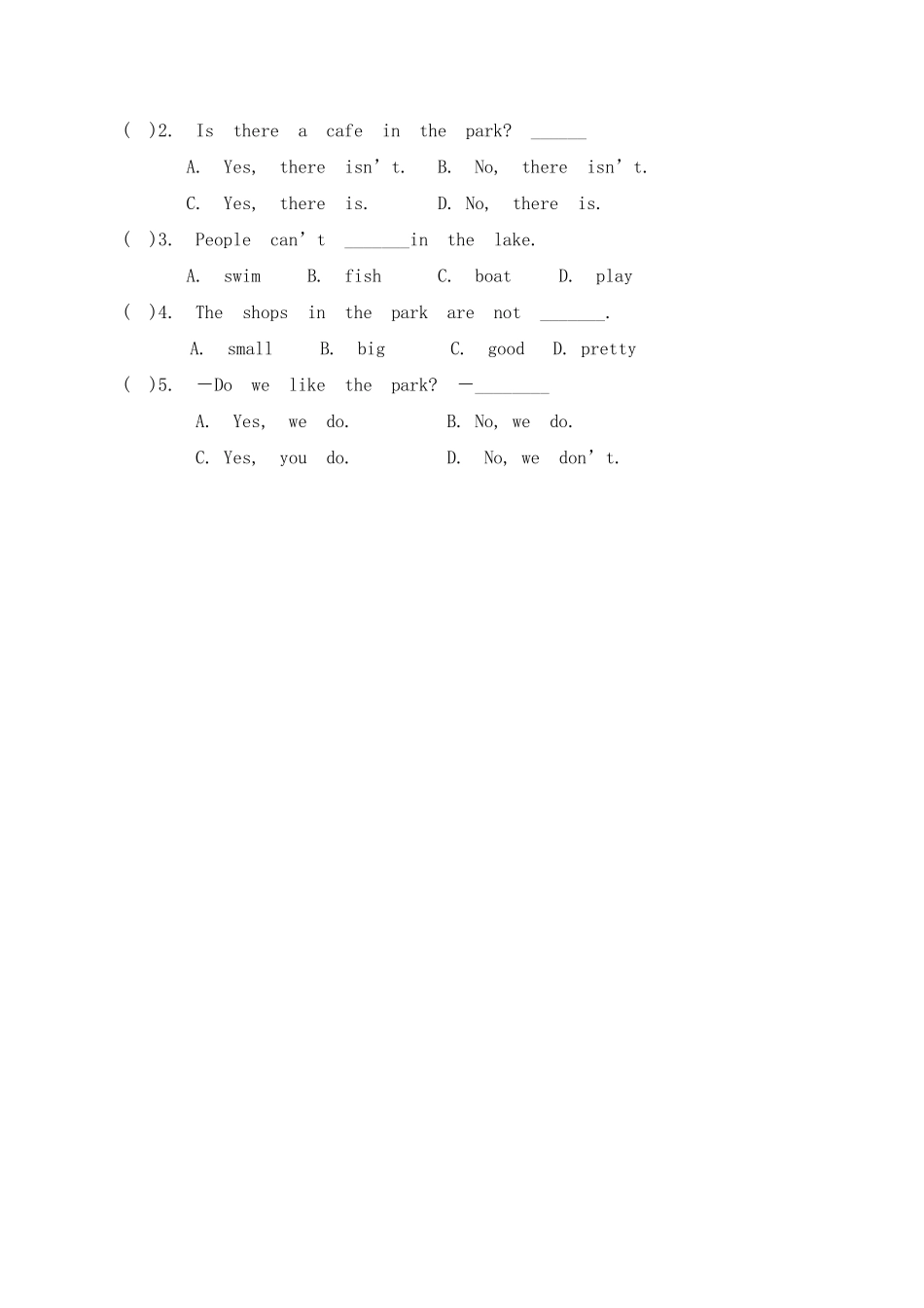 【单元测试二年级上册英语人教版新起点Revision 1 01含答案.pdf_第3页