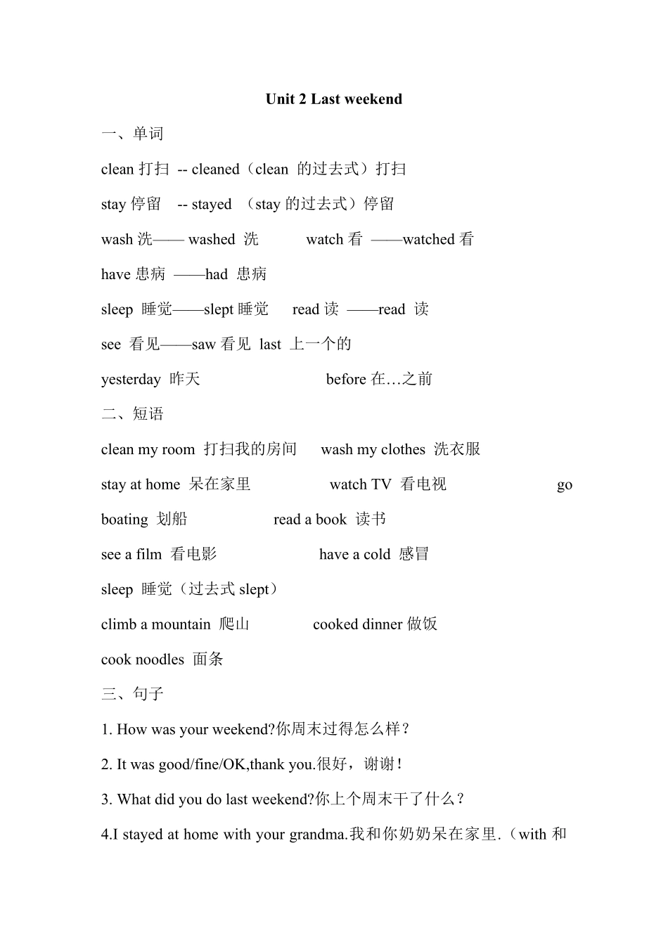 人教PEP版英语六年级下册Unit2单元知识梳理2含答案.pdf_第1页