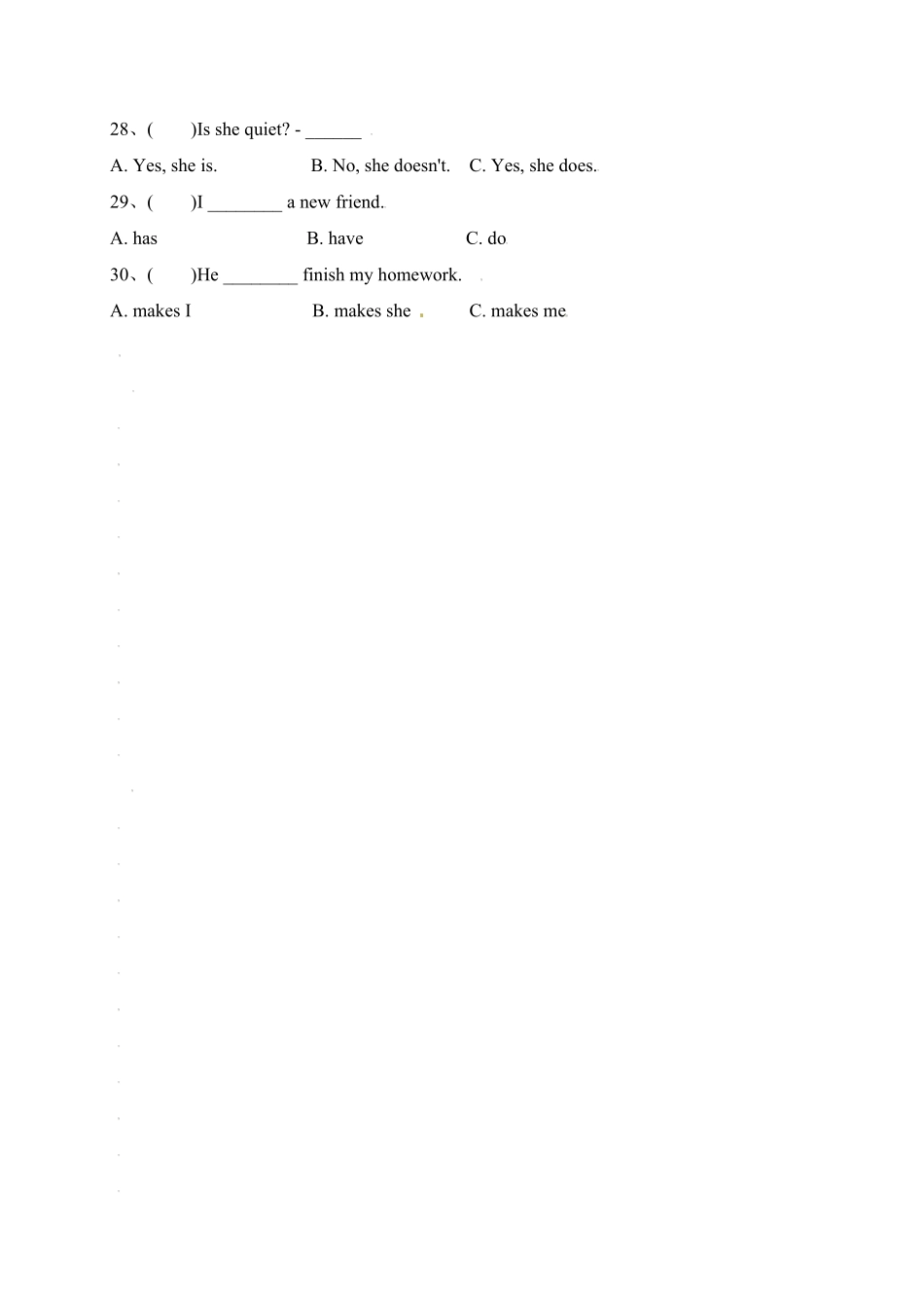 人教PEP版英语【单元专项】五年级上册-Unit1What’shelike语法含答案.pdf_第3页