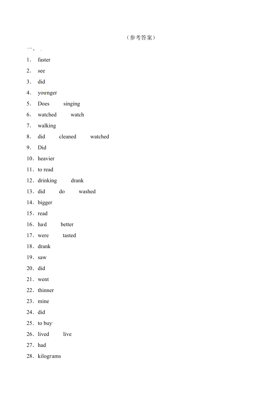 人教PEP版英语词形填空六年级下册Unit2Lastweekend题型专项训练含答案.pdf_第3页