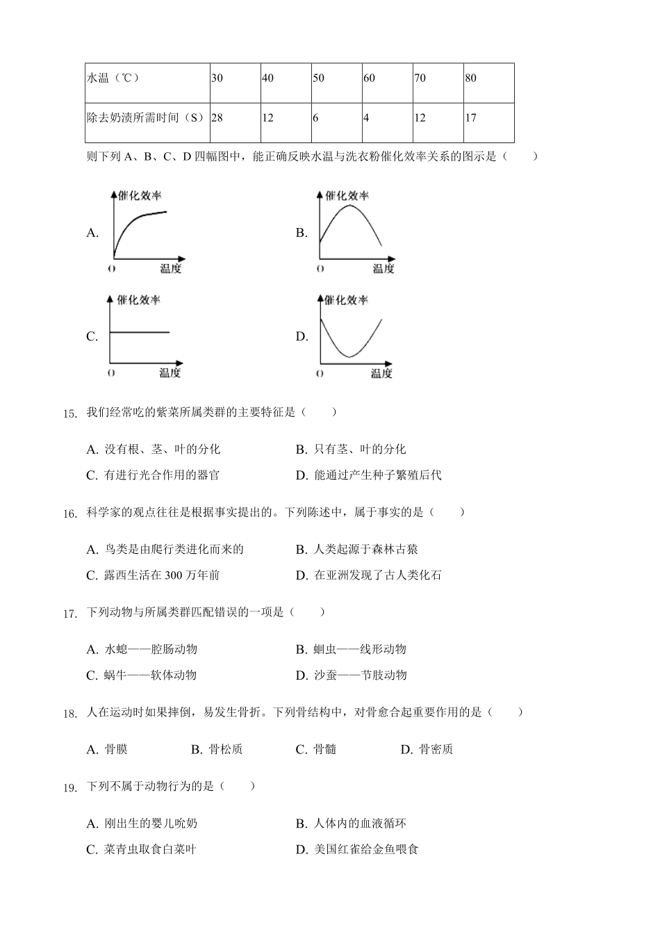 2021年湖南省常德市中考生物真题解析版.pdf_第3页