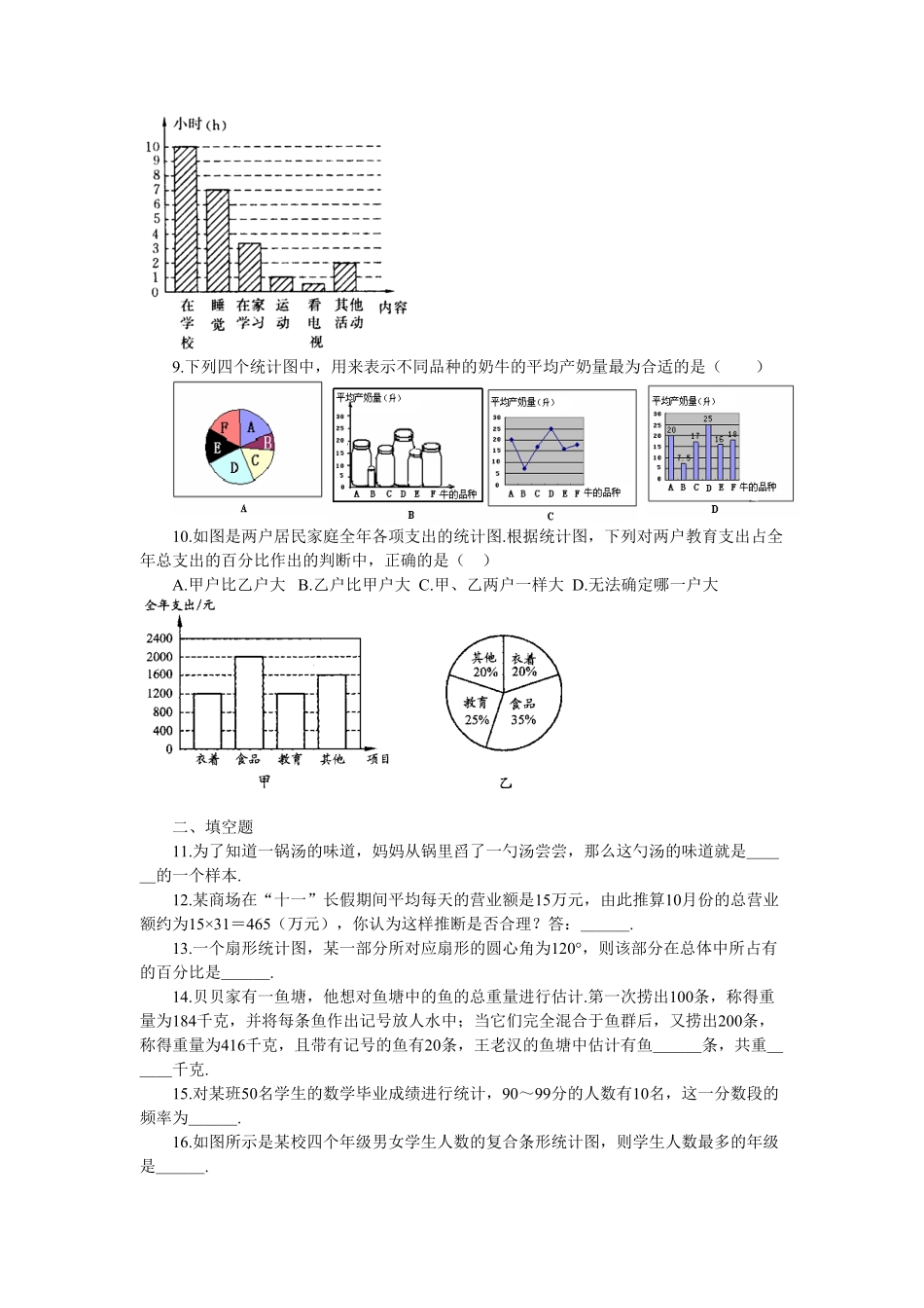 部编数学七年级下册新人教七下册第10章《数据的收集、整理与描述》水平测试2含答案.pdf_第2页
