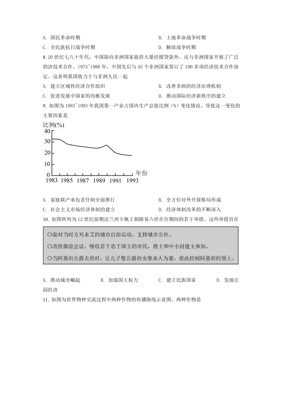 历史●山东卷丨2022年山东省普通高中学业水平等级考试历史试卷及答案.pdf_第2页
