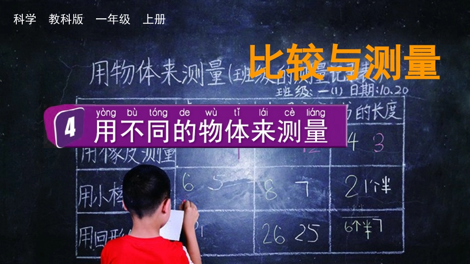 教科版一年级科学上册《用不同的物体来测量》课件1.pptx_第1页