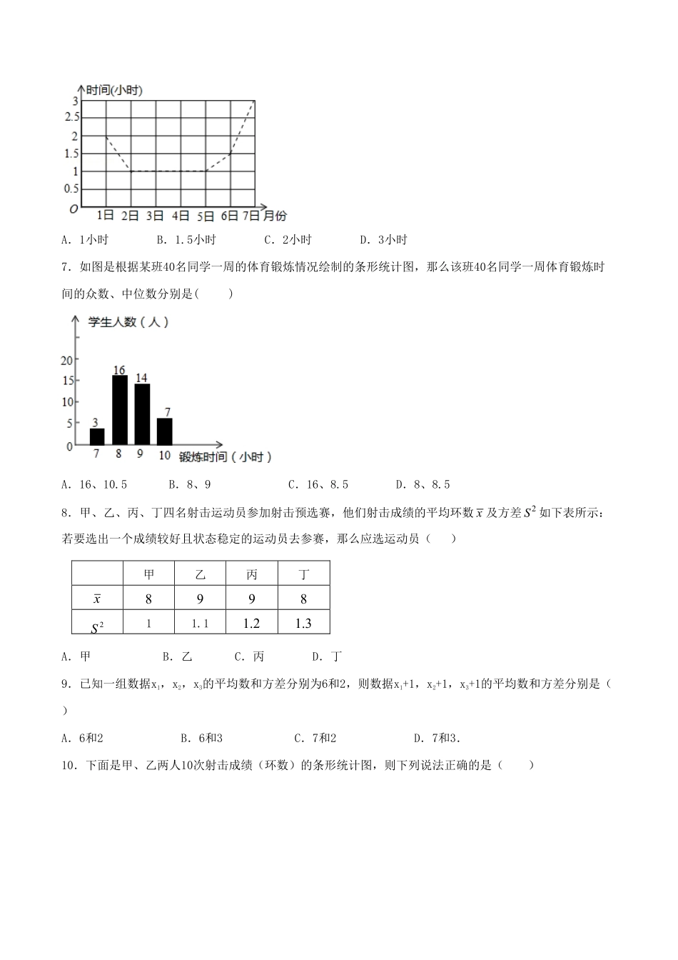 部编数学八年级下册第20章数据的分析A卷含答案.pdf_第2页
