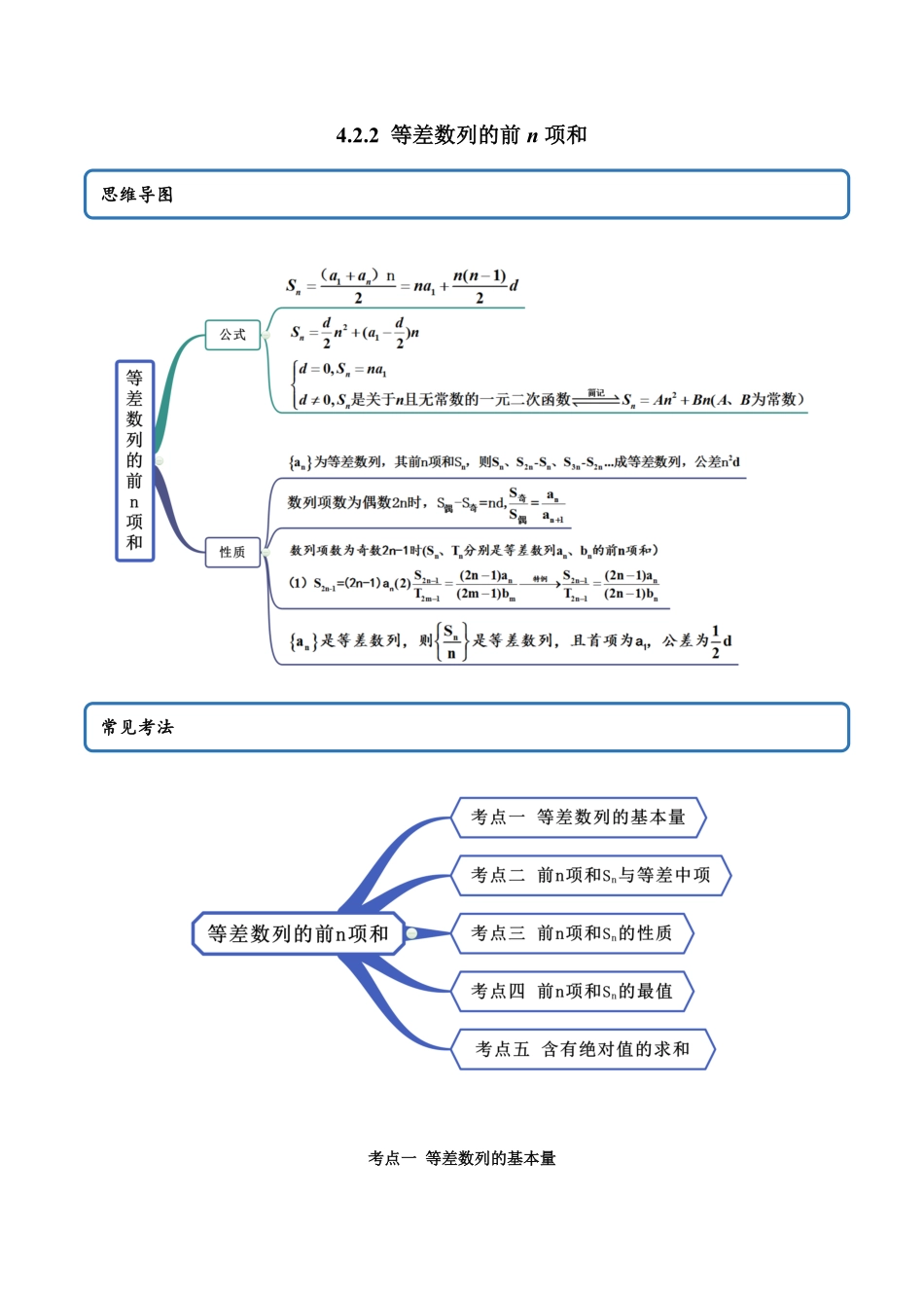 高中试卷-4.2.2 等差数列的前n项和精讲(含答案).pdf_第1页