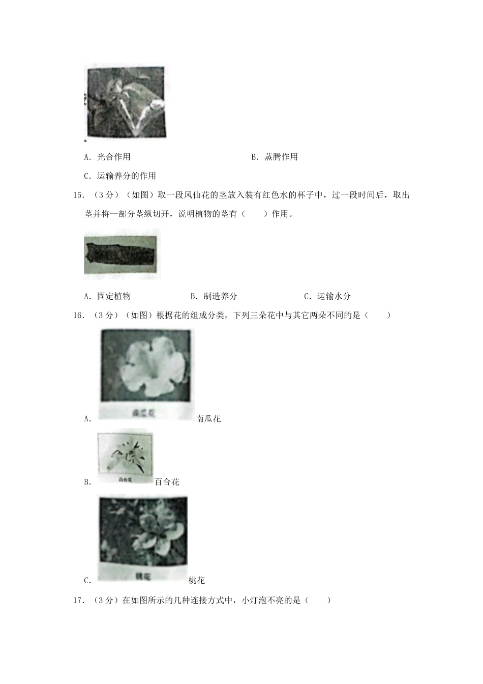 2022-2023学年江苏省徐州市沛县四年级下学期期末科学真题及答案.pdf_第2页