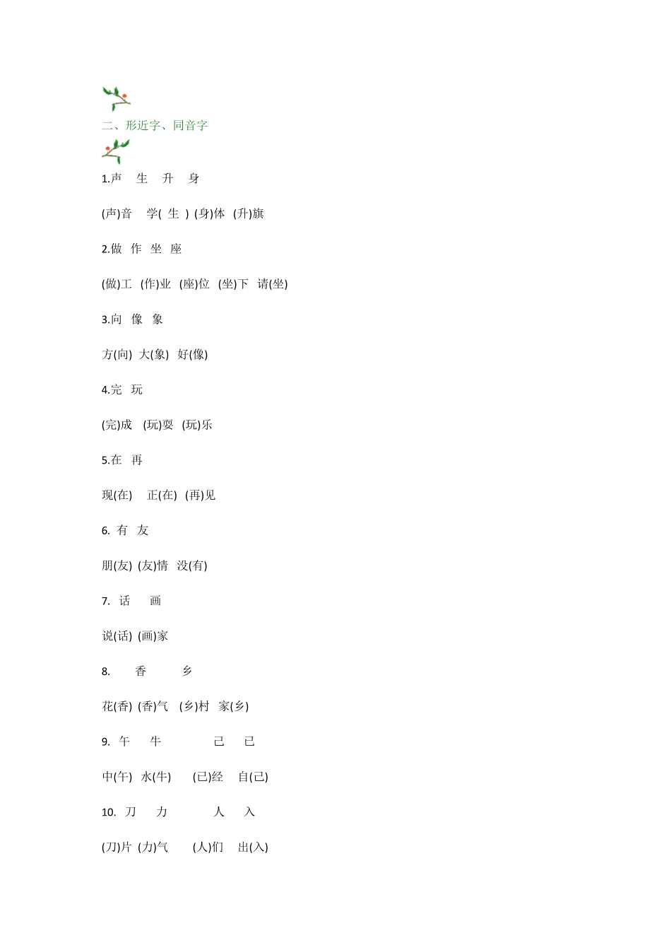部编版一年级语文下册期末复习题组词、填空、古诗、口语、看图写话.pdf_第2页