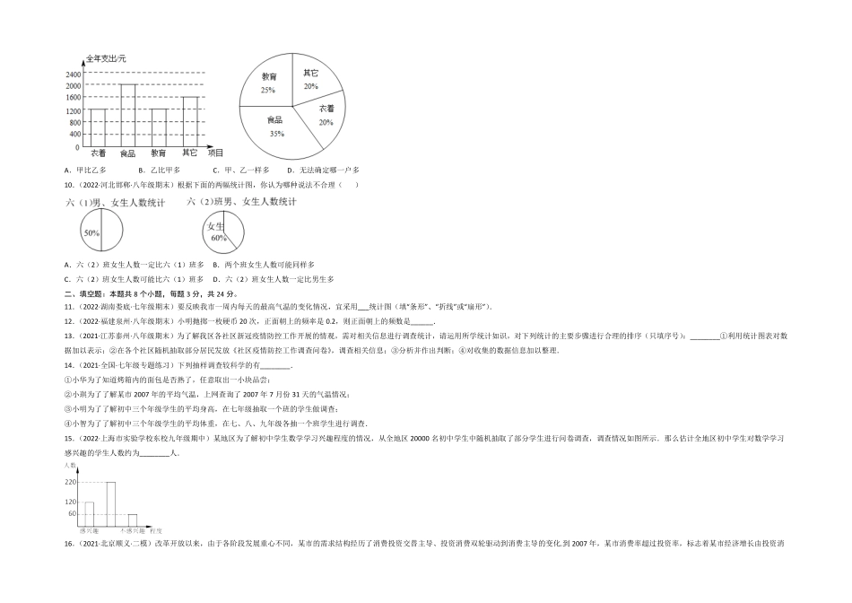 部编数学七年级下册第十章数据的收集、整理与描述选拔卷【单元测试】人教版考试版含答案.pdf_第3页