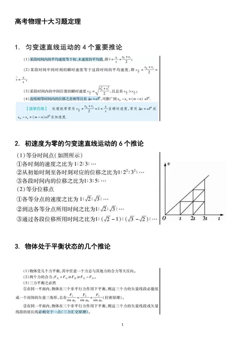 高中物理十大重要结论&各类题型关键突破口全汇总!.pdf_第1页