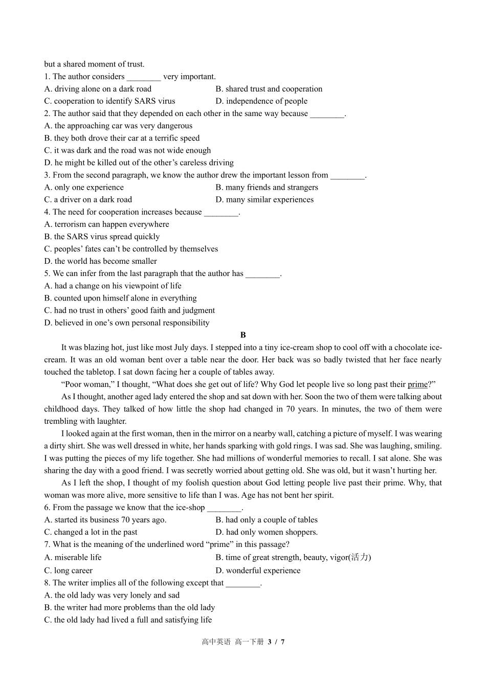 高中英语高一年级下册期中测试03含答案解析.pdf_第3页