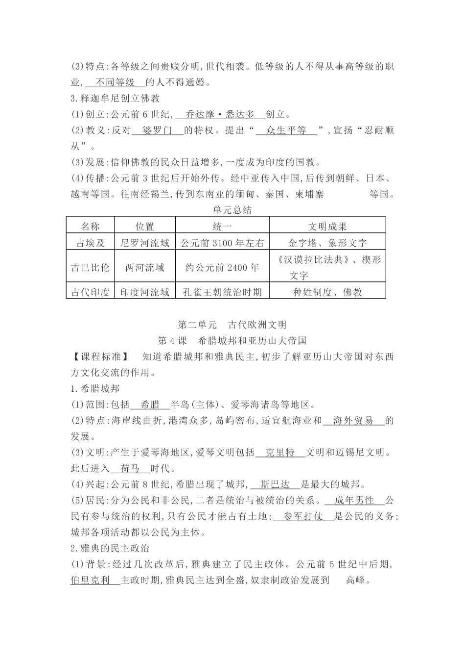部编人教版九年级历史上册知识提纲全册含答案.pdf_第3页