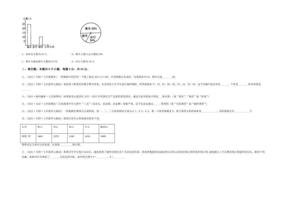 部编数学七年级下册【单元测试】第十章 数据的收集、整理与描述夯实基础培优卷考试版含答案.pdf_第3页