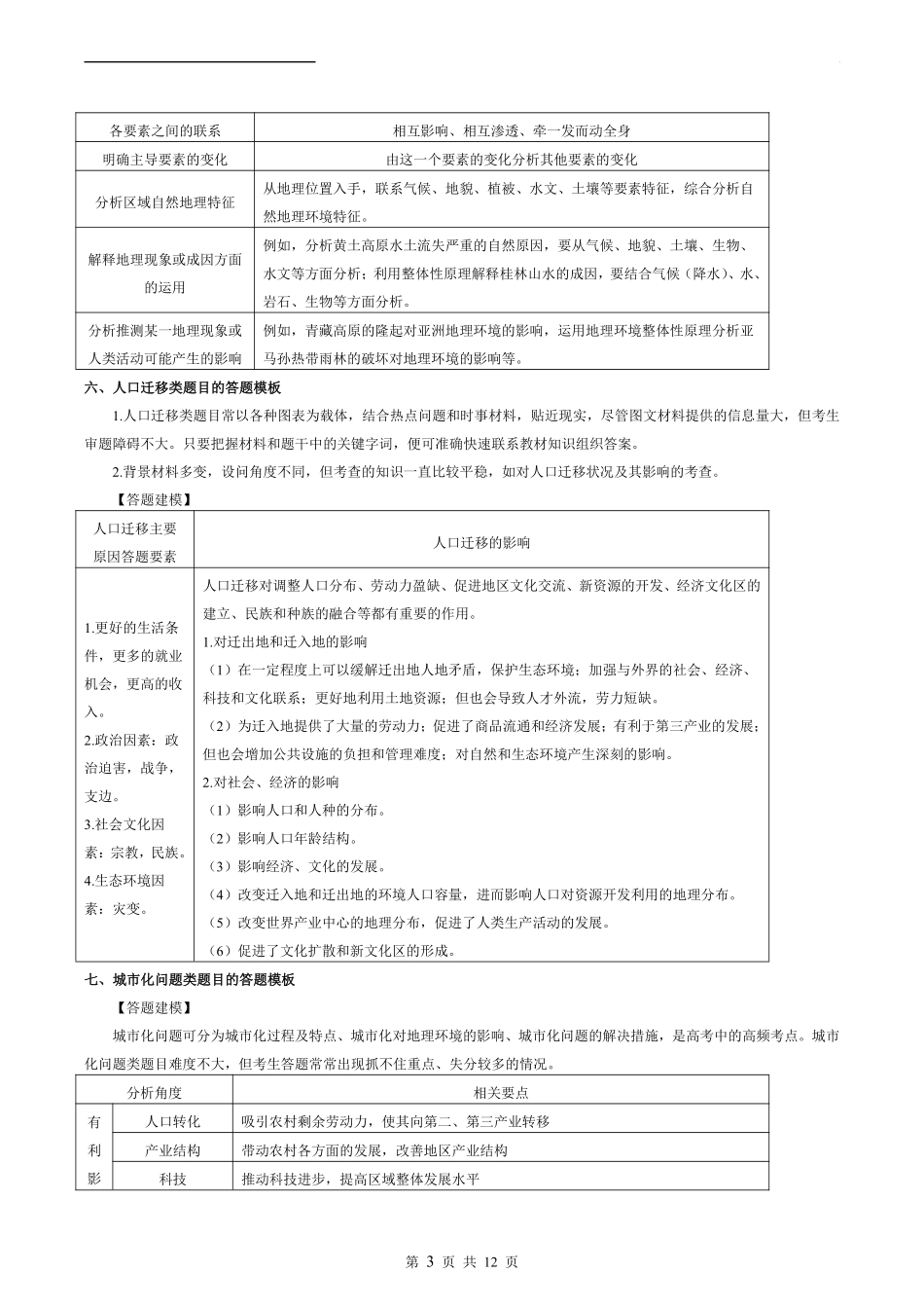 高考地理18种规范答题模板汇总.pdf_第3页