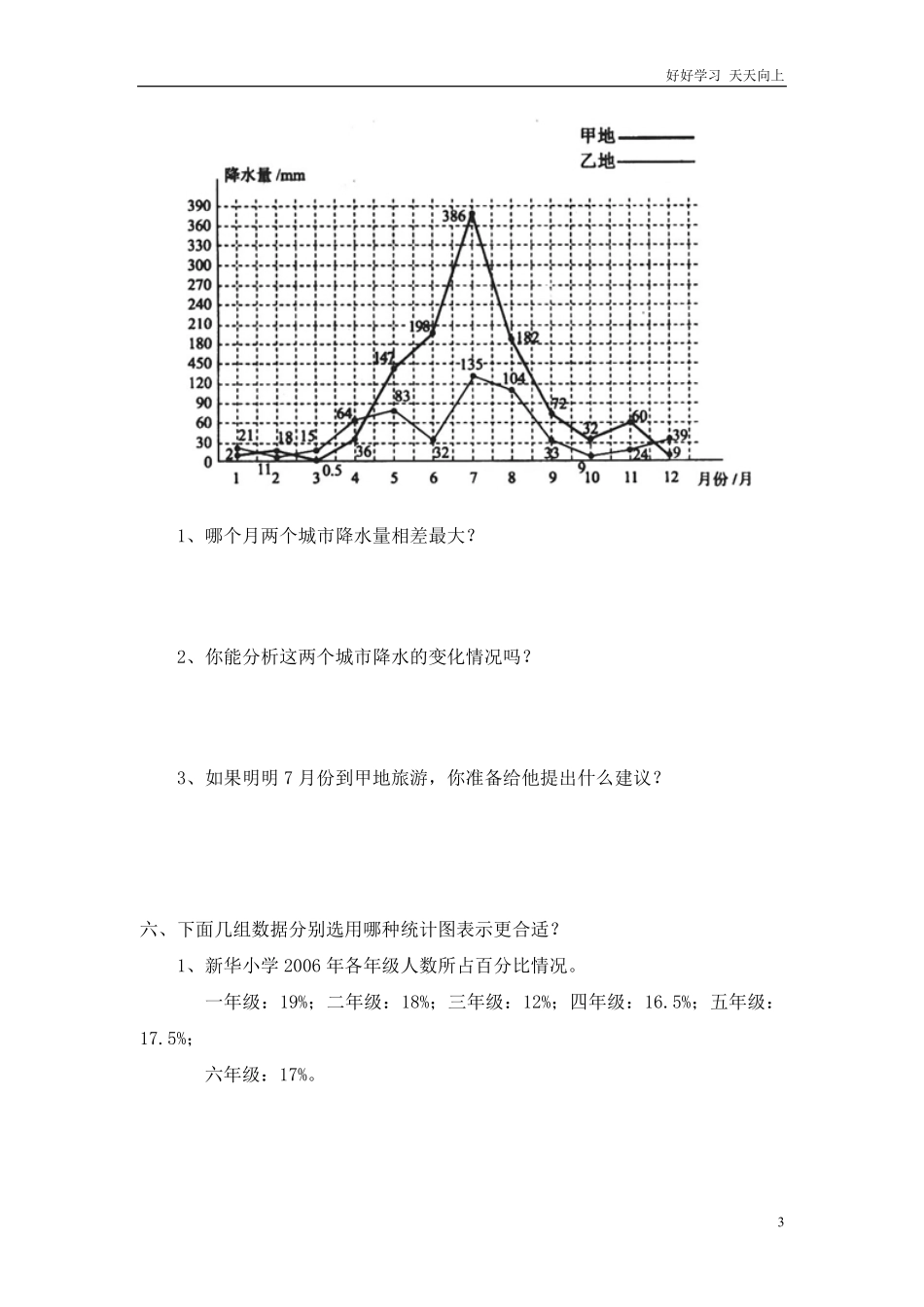 北师大版小学数学总复习《统计与概率》检测试题一附答案.pdf_第3页