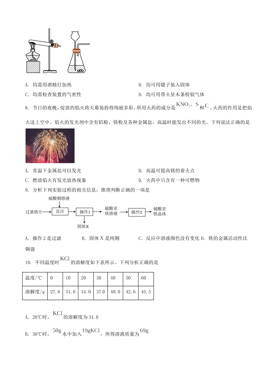 2025年山西阳泉中考化学试题及答案.doc_第2页