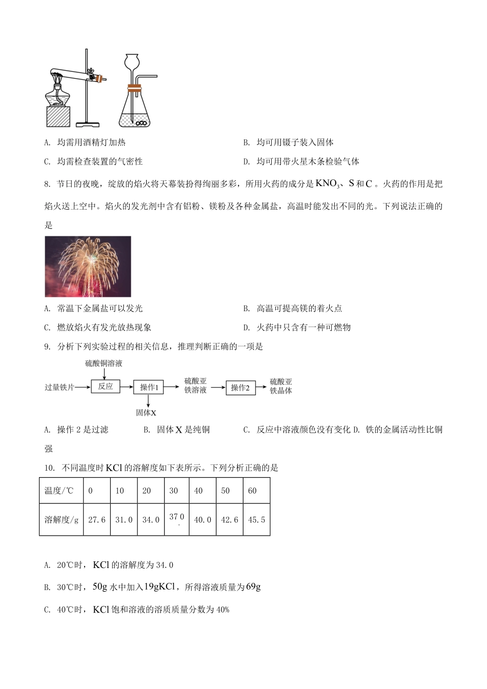 2025年山西阳泉中考化学试题及答案.pdf_第2页