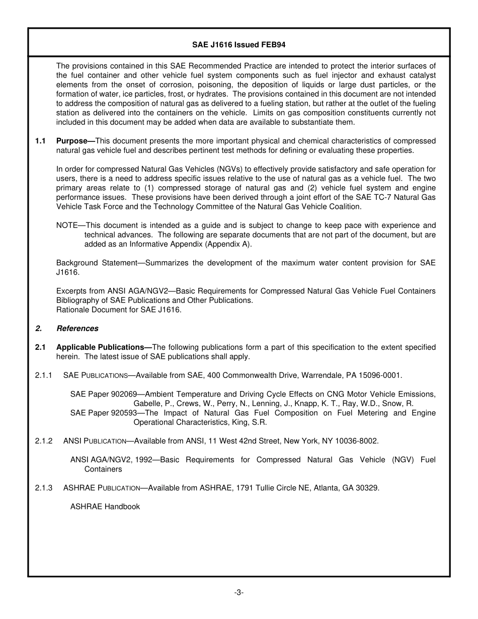 SAE J1616-1994 压缩天然气汽车燃料推荐规程.pdf_第3页