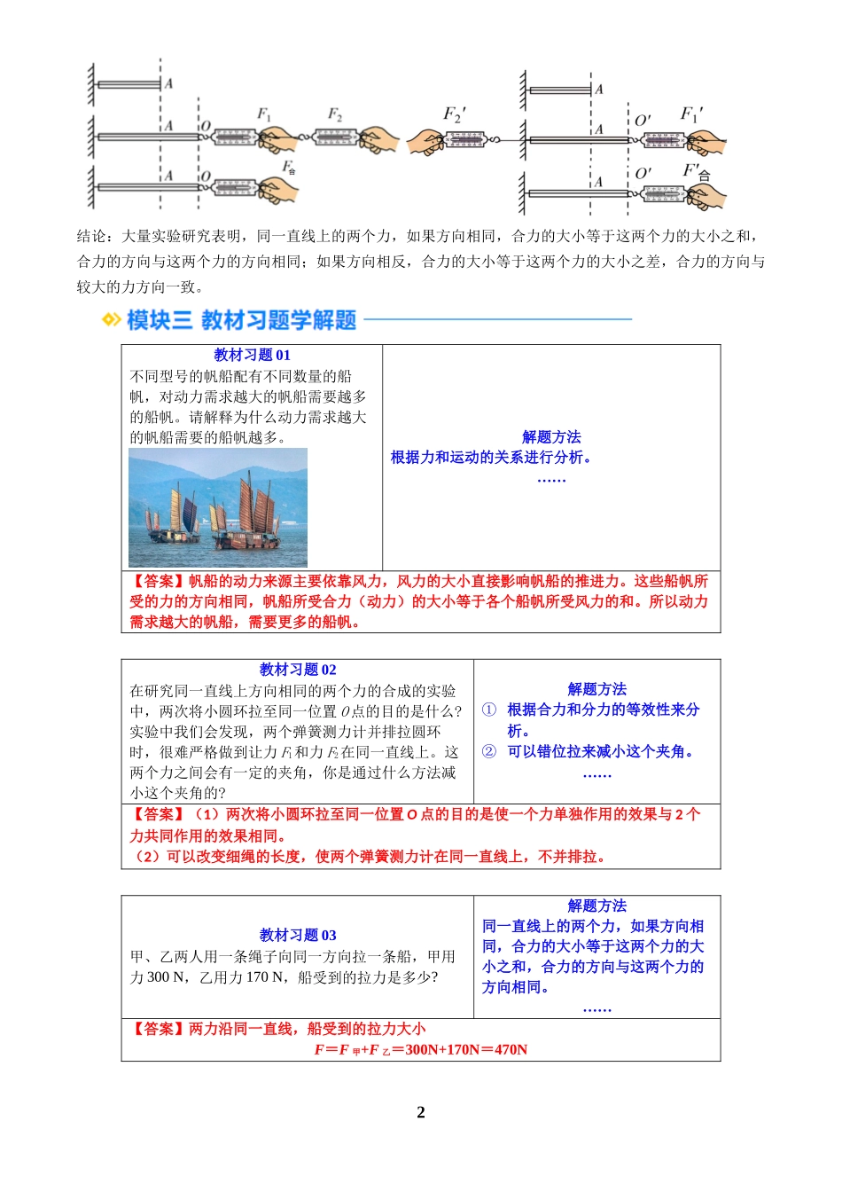 [寒假自学课]2025年八年级物理寒假提升精品(人教版)第08讲 同一直线上力的合成(预习)(解析版).docx_第2页