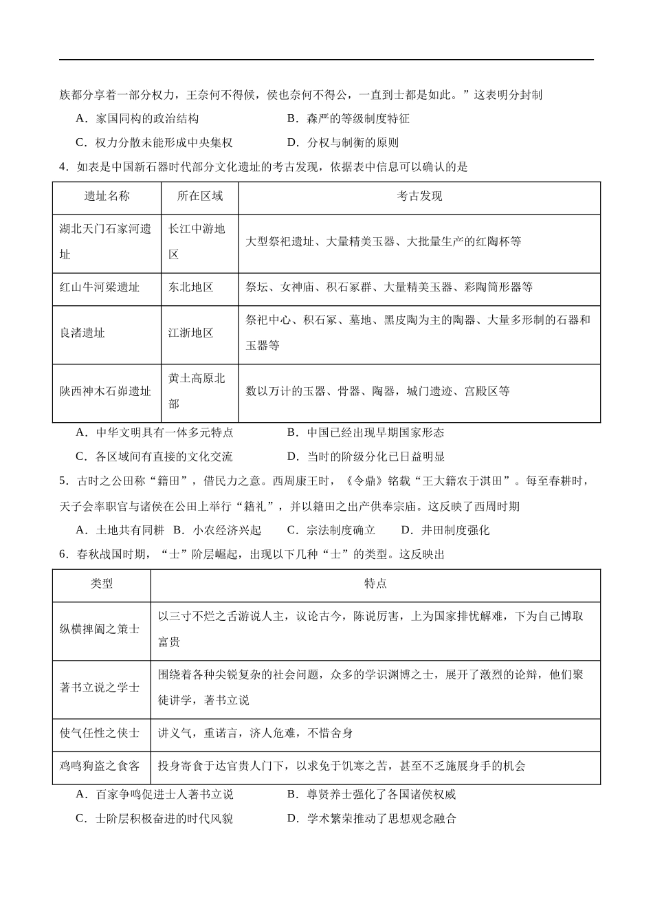 【消灭易错】《中国古代史》选择题50题专练（原卷版）-【高考历史】备战2025年高考易错题（新高考专用）.docx_第2页