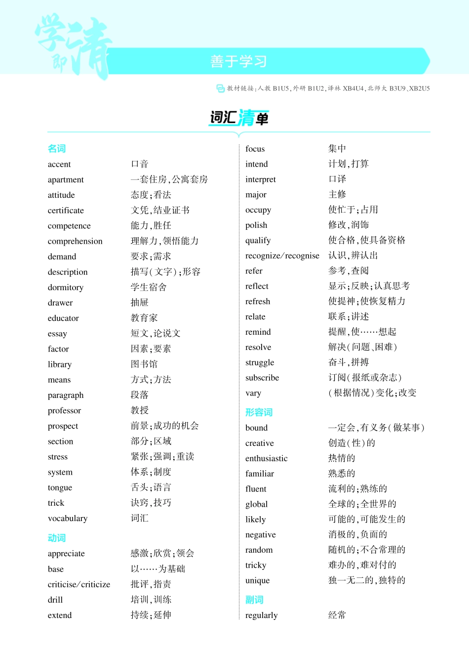 1_善于学习-【高考总复习】2025版新高考英语考点清单+模型清单.pdf_第1页