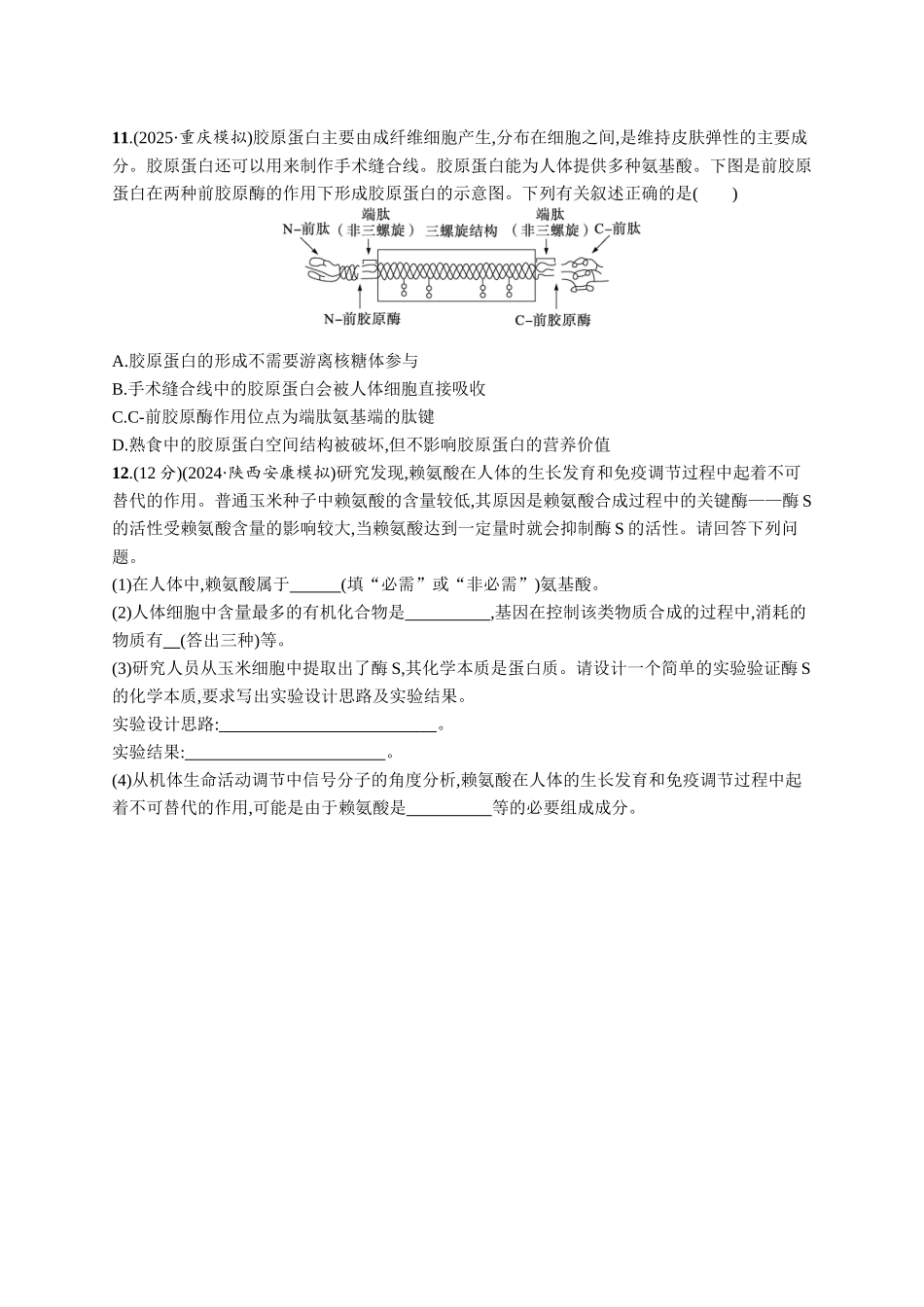 课时规范练3　蛋白质的结构与功能-【高考生物】2026优化设计一轮复习(生物)人教版.docx_第3页