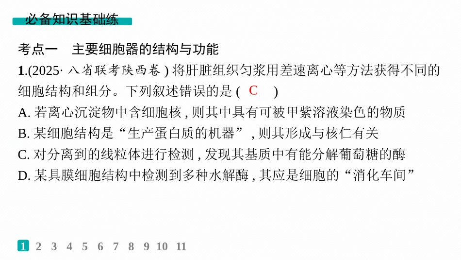 课时规范练6　细胞器与生物膜系统-【高考生物】2026优化设计一轮复习(生物).pptx_第2页