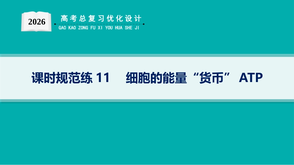 课时规范练11　细胞的能量“货币”ATP-【高考生物】2026优化设计一轮复习(生物).pptx_第1页