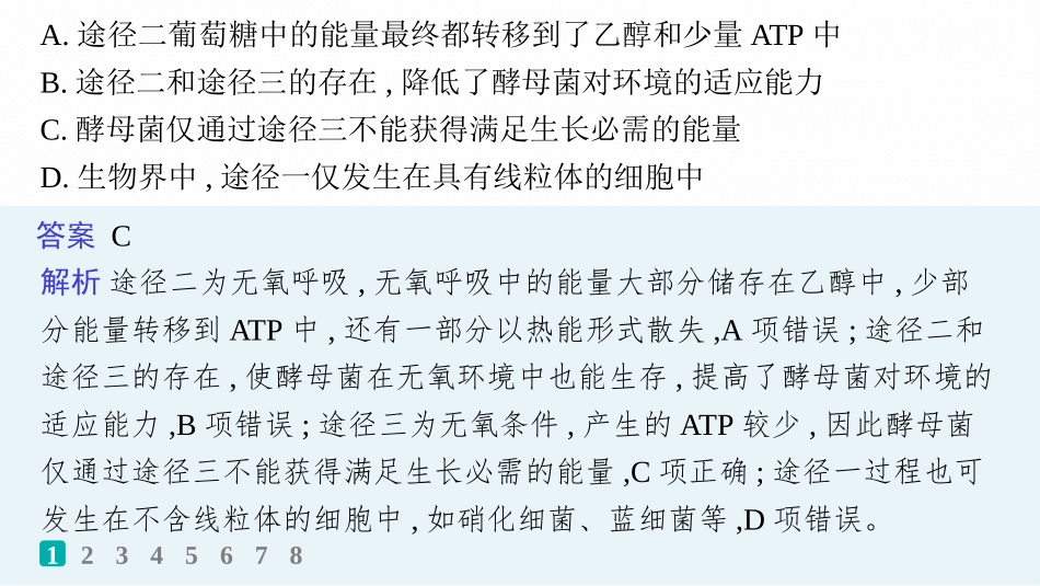 课时规范练12　细胞呼吸的原理和过程-【高考生物】2026优化设计一轮复习(生物).pptx_第3页