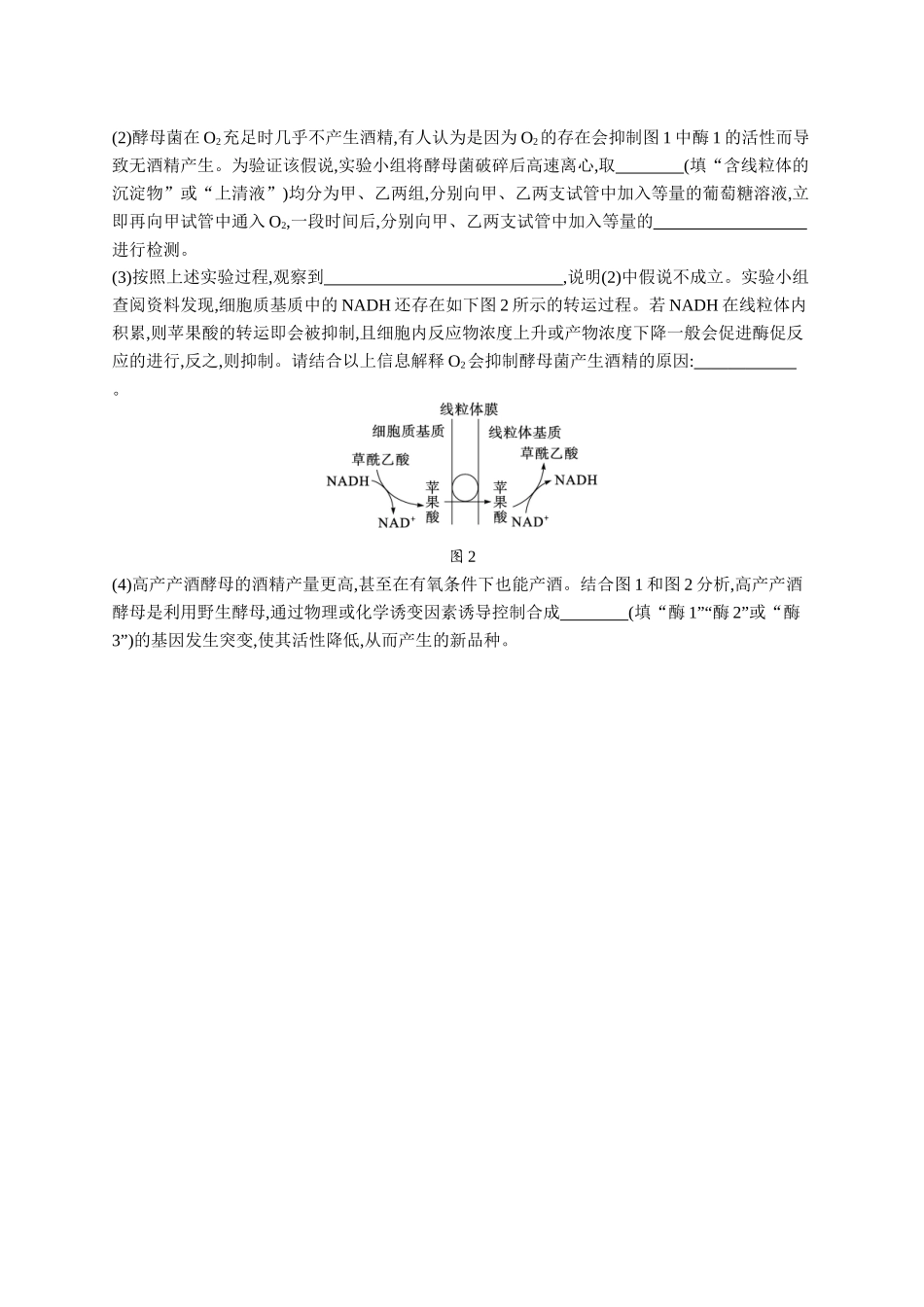 课时规范练12　细胞呼吸的原理和过程-【高考生物】2026优化设计一轮复习(生物)人教版.docx_第3页