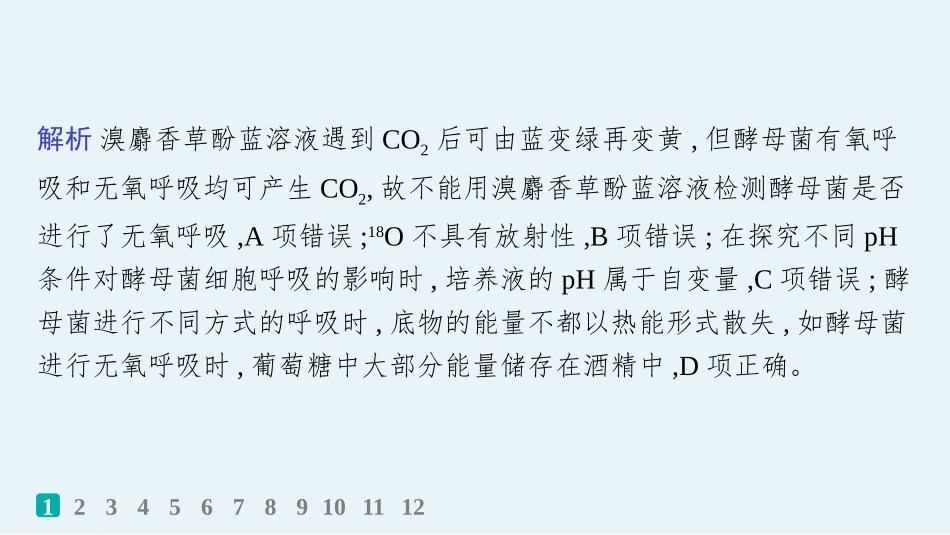 课时规范练13　探究酵母菌细胞呼吸的方式、影响细胞呼吸的因素及细胞呼吸原理的应用-【高考生物】2026优化设计一轮复习(生物).pptx_第3页