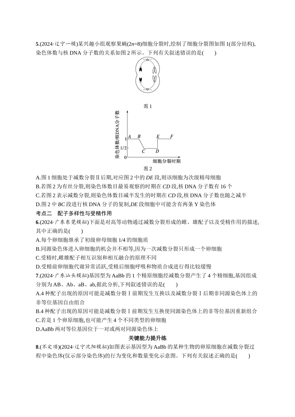 课时规范练19　减数分裂和受精作用过程-【高考生物】2026优化设计一轮复习(生物)人教版.docx_第2页