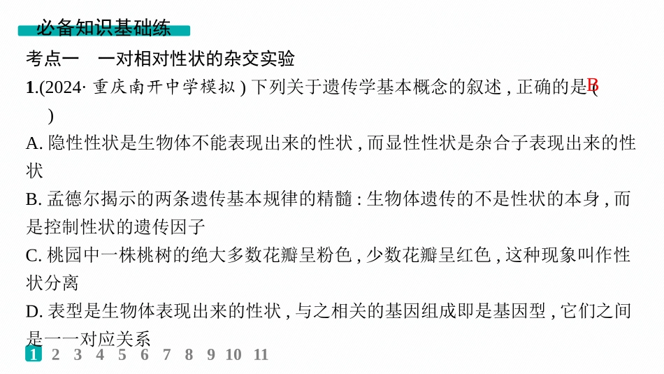 课时规范练22　分离定律的发现及应用-【高考生物】2026优化设计一轮复习(生物).pptx_第2页