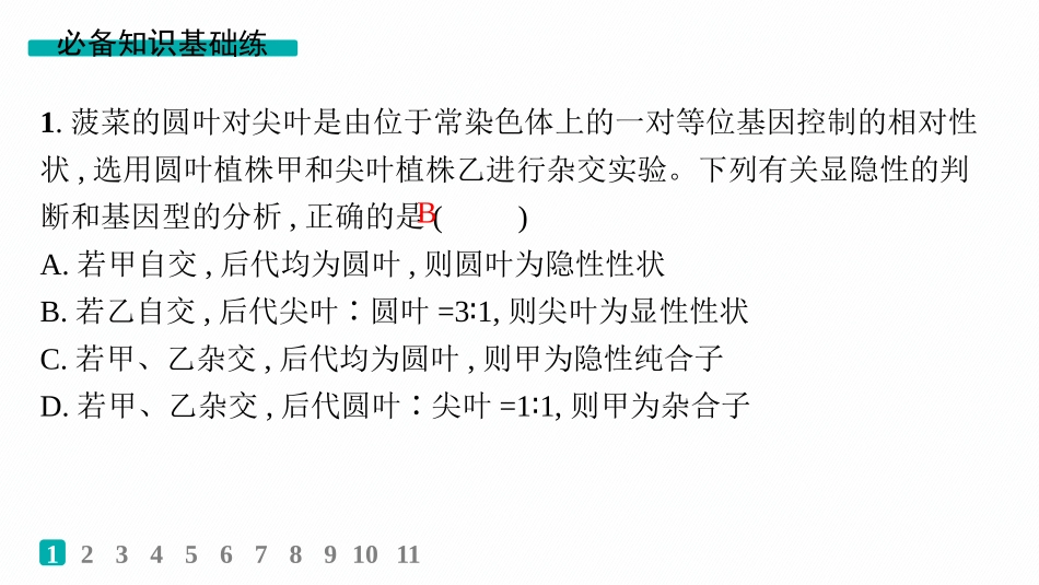 课时规范练23　分离定律的常规解题规律和应用-【高考生物】2026优化设计一轮复习(生物).pptx_第2页